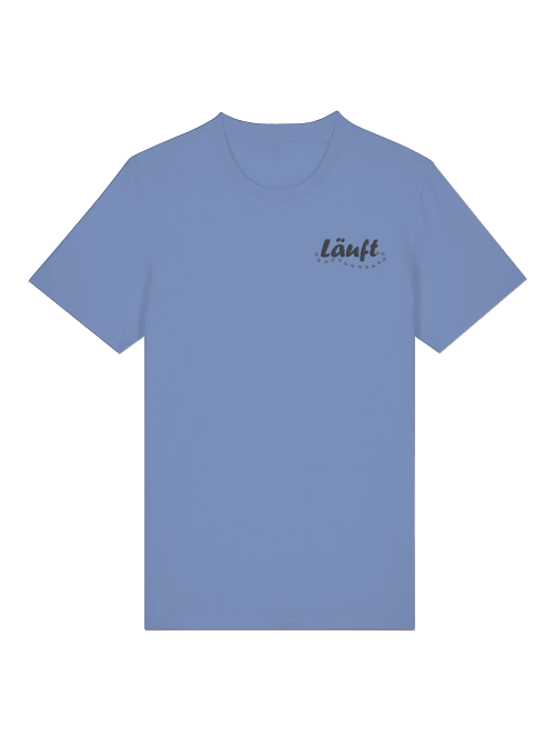 Milkis Way Bio Baumwollshirt mit Hundepfote in blau mit Läuft Aufdruck auf der Brust