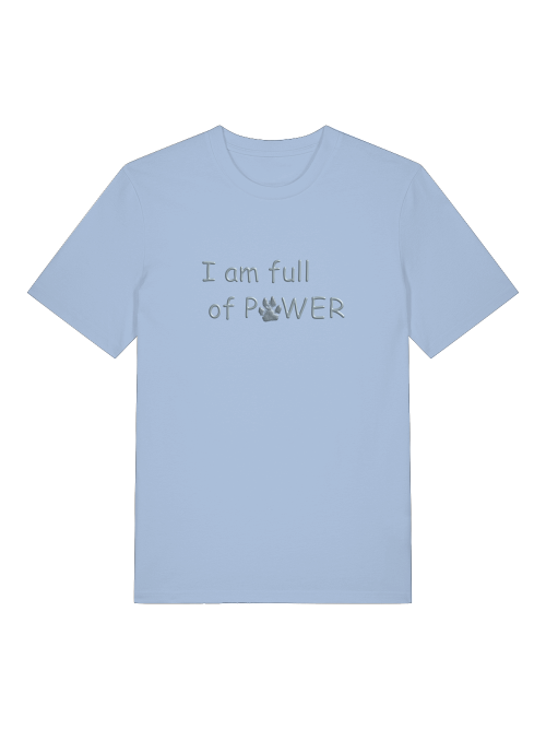 Milkis Way Shirt Full of Pawer Hundepfotenprint hellblaues T-Shirt mit Pfotenmotiv