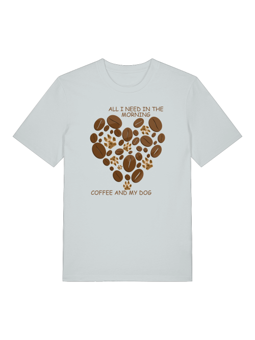 Weißes T-Shirt von Milkis Way mit Aufdruck Shirt mit Hundepfoten und Kaffeebohnen in Herzform