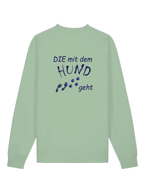 Grünes Sweatshirt mit Hundemotiv für Frauen von Milkis Way mit Aufschrift und Pfoten