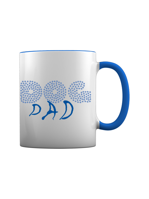 Weiße Tasse mit blauen Akzenten und Schriftzug Tasse Dog Dad Geschenk von Milkis Way